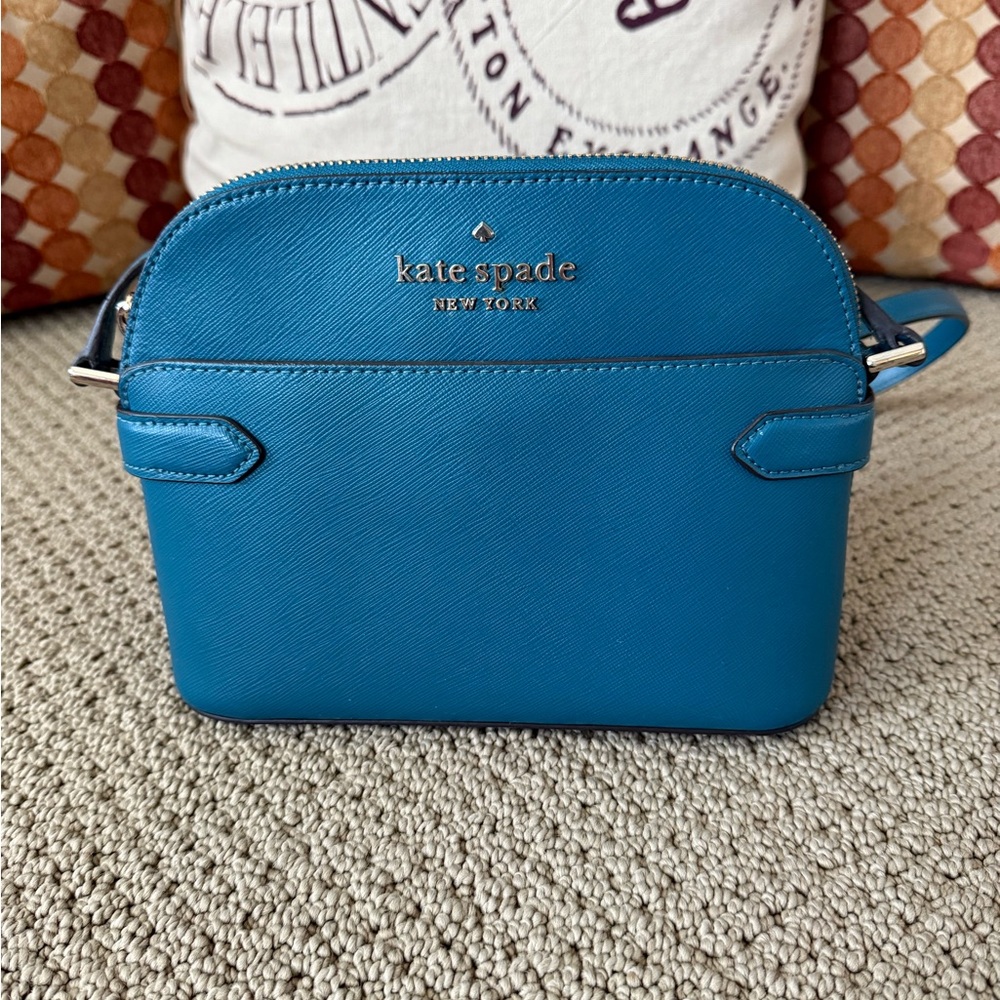 Kate Spade Staci Dome Saffiano Leather Dark Peacock Teal Crossbody Bag - Picture 2 of 7